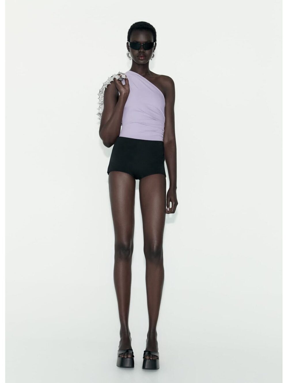 NWOT ZARA Shaping Asymmetric Bodysuit Purple